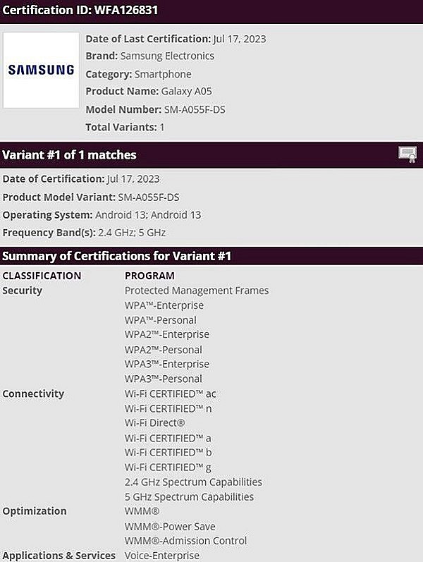 Lộ thông tin về hiệu năng Samsung Galaxy A05