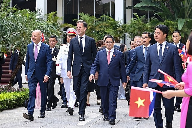 Thủ tướng Phạm Minh Chính chủ trì lễ đón chính thức Thủ tướng Hà Lan Mark Rutte đang có chuyến thăm chính thức Việt Nam - Ảnh: VGP