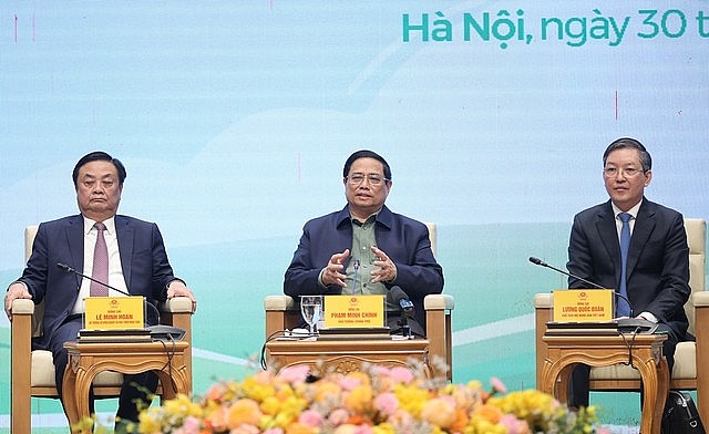 Thủ tướng Phạm Minh Chính đối thoại với nông dân Việt Nam. Ảnh: Nhật Bắc