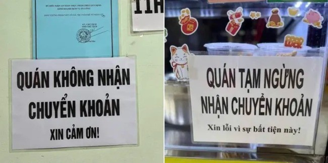 Nhiều cửa hàng, quán ăn thông báo không nhận chuyển khoản